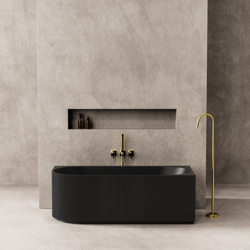 Poseidon Capri Groove Corner Bathtub - Matte White/Matte Black Poseidon Capri Groove Corner Bathtub - Matte White/Matte Black