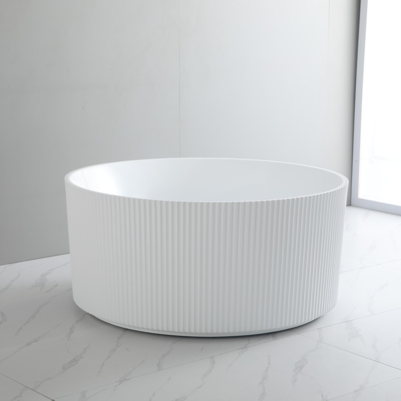 Poseidon Como round Groove Freestanding bathtub - Gloss White/ Matte white Poseidon Como round Groove Freestanding bathtub - Gloss White/ Matte white