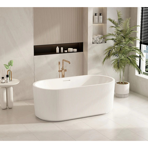 Mercio Rose Fluted V-Groove Freestanding Bathtub - Matt White