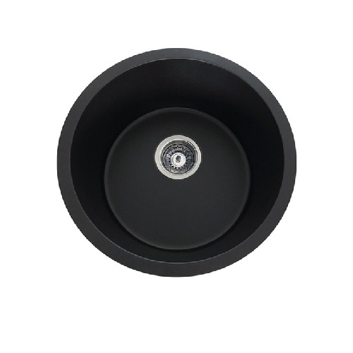 Aquaperla 460mm Black Granite Single Bowl Kitchen Sink