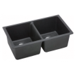 Aquaperla 838x476x241mm Black Granite Double Bowl Kitchen Sink