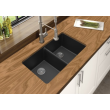 Aquaperla 838x476x241mm Black Granite Double Bowl Kitchen Sink