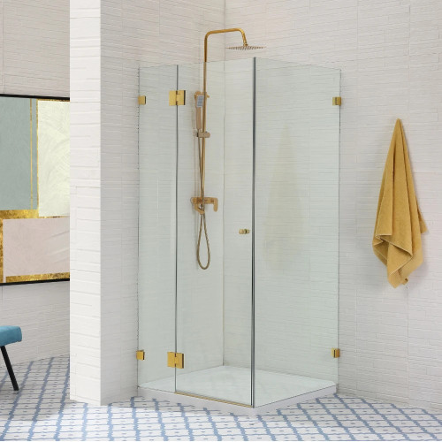 Covey 800-1200mm (door side) x 800-1200mm (fixed panel) SQUARE shape Pivot Door Shower Screen