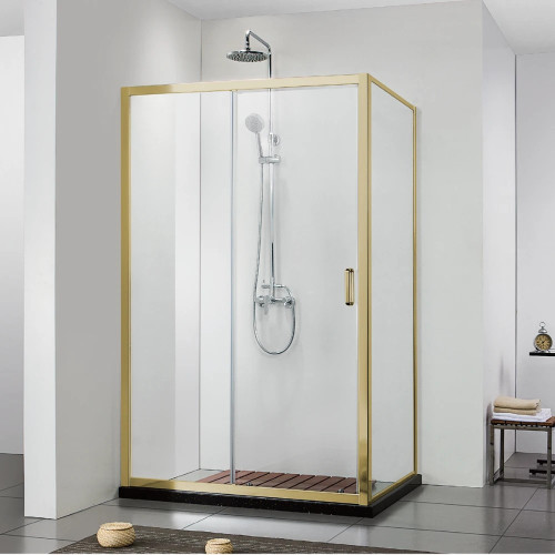 Covey 920-1750mm (door side) x 790-1210mm (fixed panel) Semi-frame Single Sliding Door Shower Screen - Brushed Nickel/ Gun Metal/ Light Gold fittings