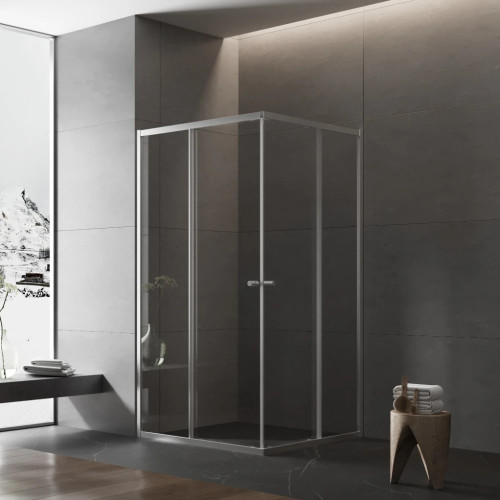 Covey 800-1200mm Corner Double Sliding Door Shower Screen - Chrome fittings