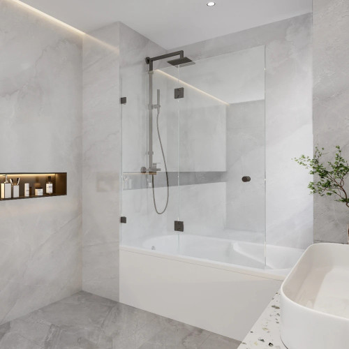 850 - 1000mm Double Hinged Bathtub Screen