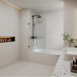 750 - 900mm Fixed bathtub screen with curved corner