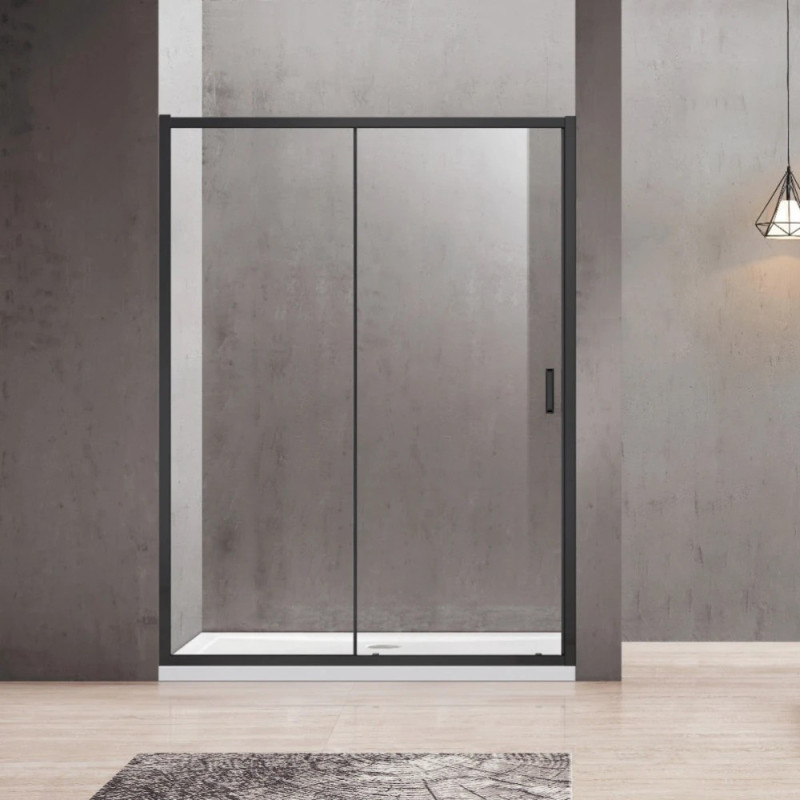 Covey 920-1750mm Semi-frame Single Sliding Door Shower Screen - Black fittings