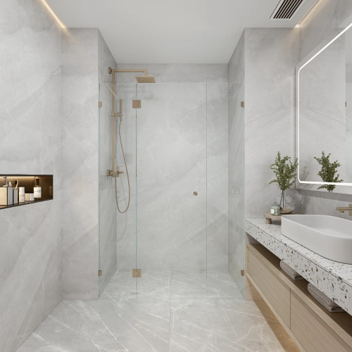 GB 1070-2500mm Frameless Shower Screen with or without Corner Shelf (3 panels)