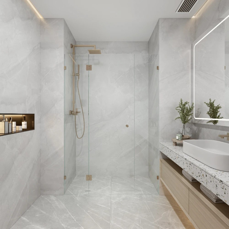 GB 1070-2500mm Frameless Shower Screen with or without Corner Shelf (3 panels)