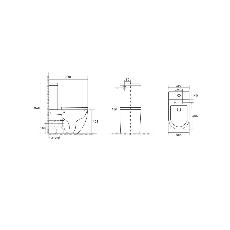 Mercio Diana Back to Wall Toilet Suite - Quiet Flush