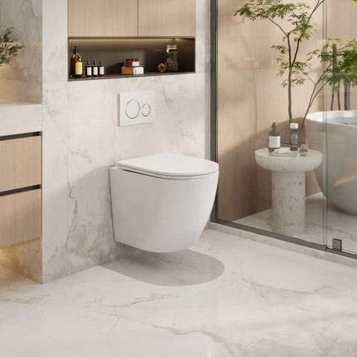 Mercio Raul66 Wall-Hung Pan with Geberit Sigma 8 Duofix in Wall Cistern & Access Plate - Rimless Flush