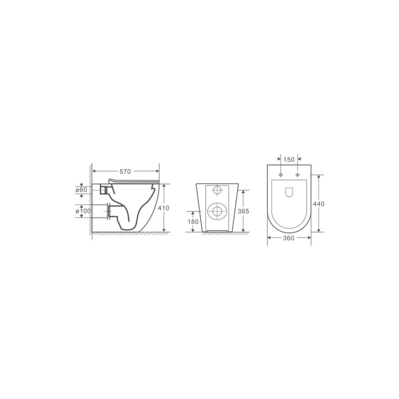 Mercio Raul99 Wall-Faced Floor Pan with Geberit Sigma8 in Wall Cistern  & Access Plate - Rimless Flush