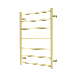 NERO MECCA 240V 7 BAR HEATED TOWEL LADDER BRUSHED GOLD