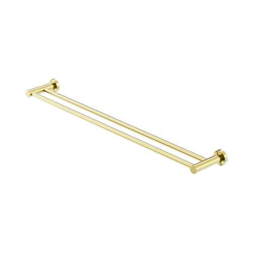 NERO MECCA DOUBLE TOWEL RAIL 800MM BRUSHED GOLD
