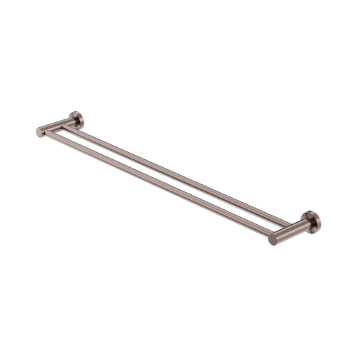 NERO MECCA DOUBLE TOWEL RAIL 800MM BRUSHED BRONZE