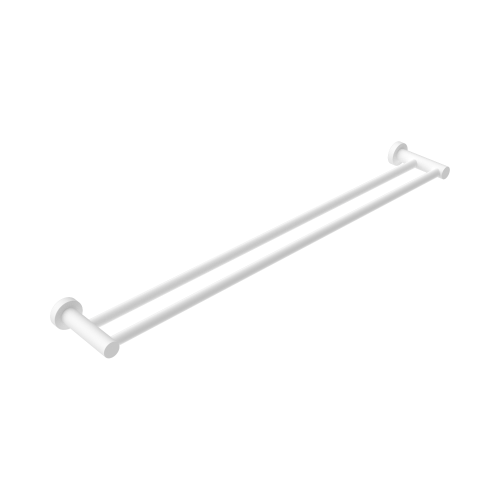 NERO MECCA DOUBLE TOWEL RAIL 800MM MATTE WHITE