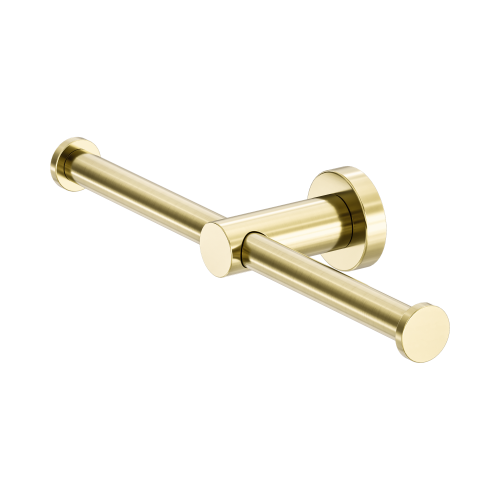 NERO MECCA DOUBLE TOILET ROLL HOLDER BRUSHED GOLD