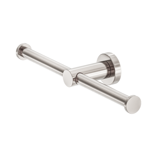 NERO MECCA DOUBLE TOILET ROLL HOLDER BRUSHED NICKEL