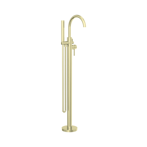 NERO MECCA ROUND FREESTANDING MIXER WITH HAND SHOWER BRUSHED GOLD