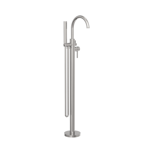 NERO MECCA ROUND FREESTANDING MIXER WITH HAND SHOWER BRUSHED NICKEL