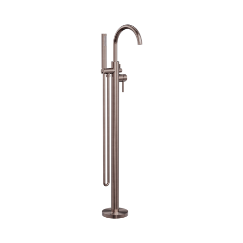 NERO MECCA ROUND FREESTANDING MIXER WITH HAND SHOWER BRUSHED BRONZE