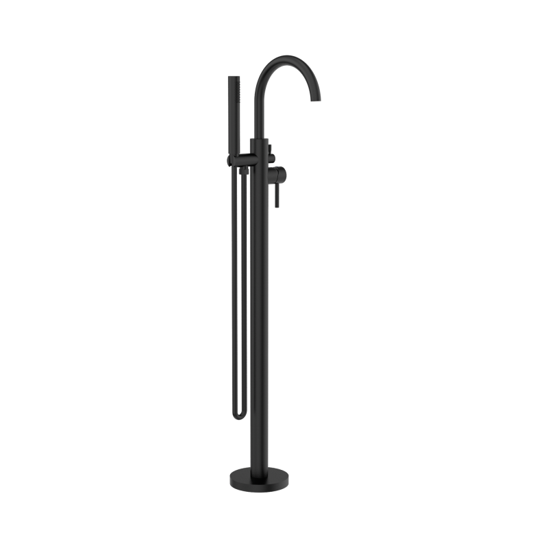 NERO MECCA ROUND FREESTANDING MIXER WITH HAND SHOWER MATTE BLACK NERO MECCA ROUND FREESTANDING MIXER WITH HAND SHOWER MATTE BLACK