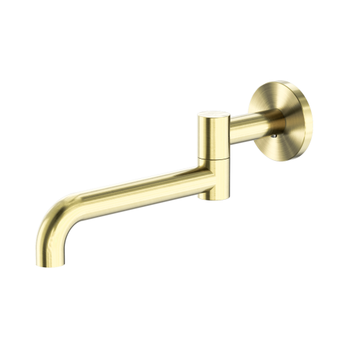 NERO MECCA WALL MOUNTED SWIVEL BATH SPOUT ONLY 225MM BRUSHED GOLD