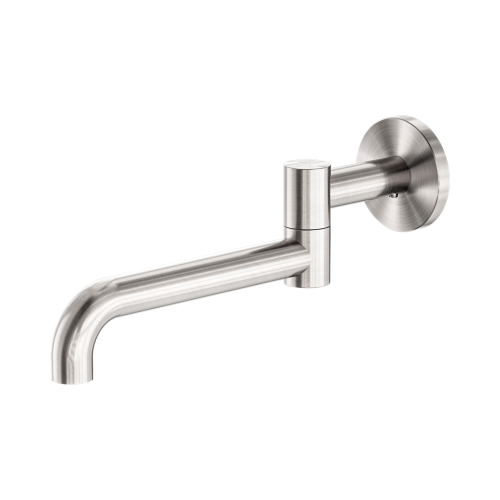 NERO MECCA WALL MOUNTED SWIVEL BATH SPOUT ONLY 225MM BRUSHED NICKEL