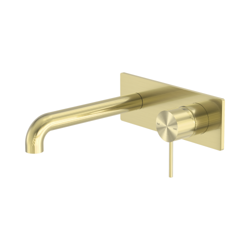 NERO MECCA WALL BASIN/BATH MIXER 185MM BRUSHED GOLD