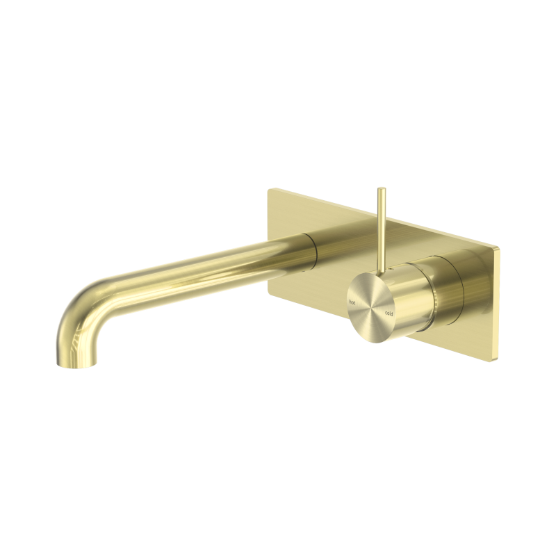 NERO MECCA WALL BASIN/BATH MIXER HANDLE UP 185MM BRUSHED GOLD NERO MECCA WALL BASIN/BATH MIXER HANDLE UP 185MM BRUSHED GOLD