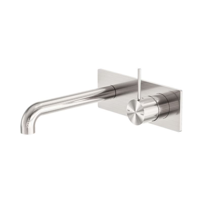 NERO MECCA WALL BASIN/BATH MIXER HANDLE UP 185MM BRUSHED NICKEL NERO MECCA WALL BASIN/BATH MIXER HANDLE UP 185MM BRUSHED NICKEL