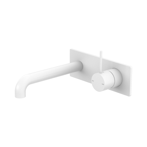 NERO MECCA WALL BASIN/BATH MIXER HANDLE UP 185MM MATTE WHITE