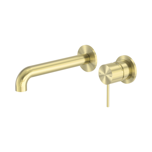 NERO MECCA WALL BASIN/BATH MIXER SEPARATE BACK PLATE 185MM BRUSHED GOLD