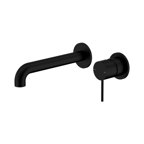 NERO MECCA WALL BASIN/BATH MIXER SEPARATE BACK PLATE 185MM MATTE BLACK