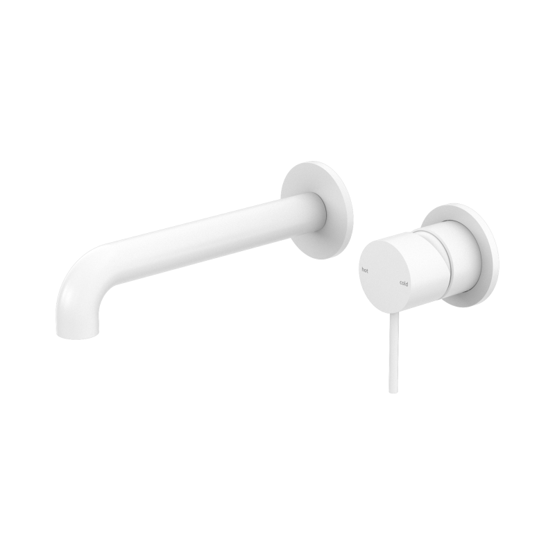 NERO MECCA WALL BASIN/BATH MIXER SEPARATE BACK PLATE 185MM MATTE WHITE NERO MECCA WALL BASIN/BATH MIXER SEPARATE BACK PLATE 185MM MATTE WHITE