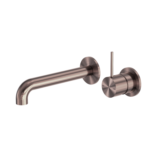 NERO MECCA WALL BASIN/BATH MIXER SEPARATE BACK PLATE HANDLE UP 185MM BRUSHED BRONZE