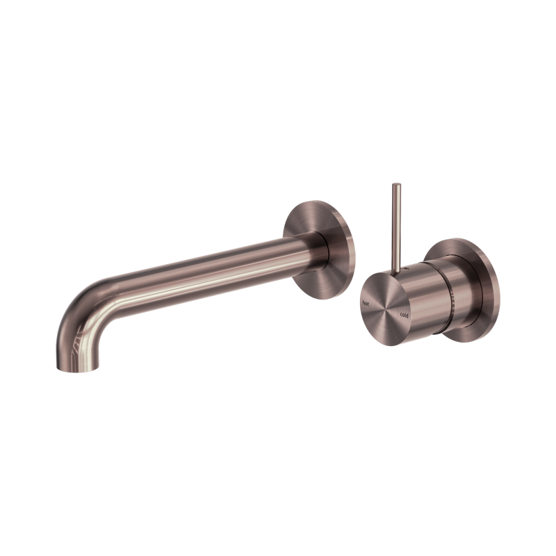 NERO MECCA WALL BASIN/BATH MIXER SEPARATE BACK PLATE HANDLE UP 185MM BRUSHED BRONZE NERO MECCA WALL BASIN/BATH MIXER SEPARATE BACK PLATE HANDLE UP 185MM BRUSHED BRONZE