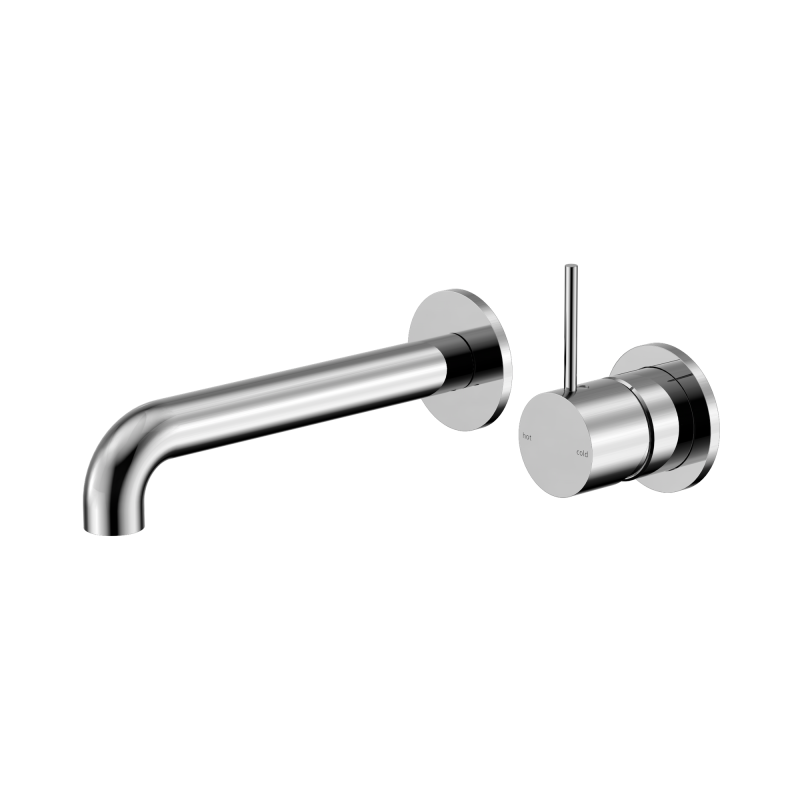 NERO MECCA WALL BASIN/BATH MIXER SEPARATE BACK PLATE HANDLE UP 185MM CHROME NERO MECCA WALL BASIN/BATH MIXER SEPARATE BACK PLATE HANDLE UP 185MM CHROME