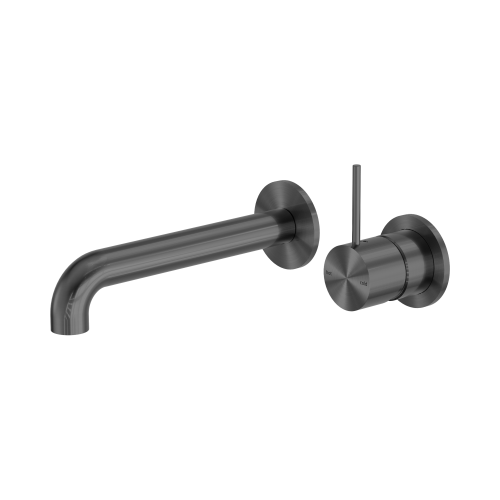 NERO MECCA WALL BASIN/BATH MIXER SEPARATE BACK PLATE HANDLE UP 185MM GUN METAL