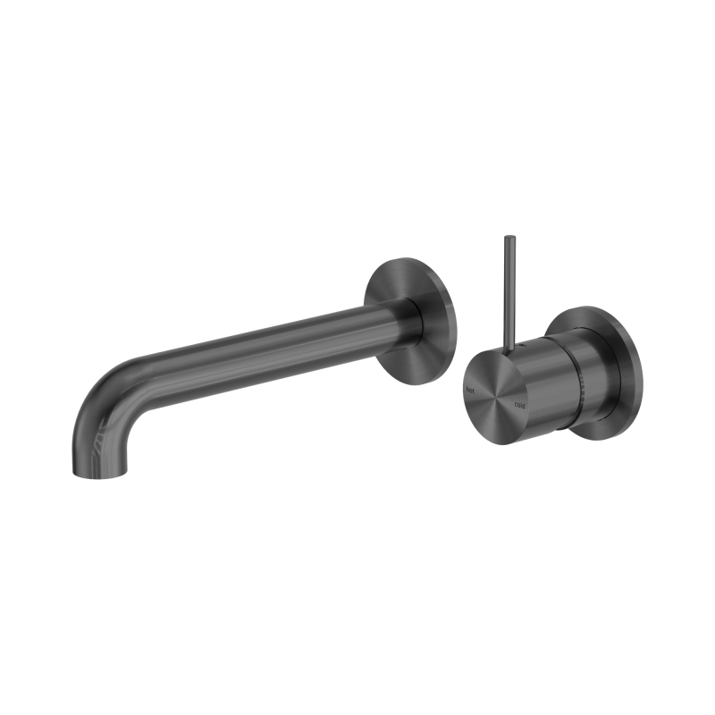 NERO MECCA WALL BASIN/BATH MIXER SEPARATE BACK PLATE HANDLE UP 185MM GUN METAL NERO MECCA WALL BASIN/BATH MIXER SEPARATE BACK PLATE HANDLE UP 185MM GUN METAL