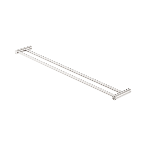 NERO NEW MECCA DOUBLE TOWEL RAIL 800MM BRUSHED NICKEL
