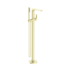 NERO BIANCA FREESTANDING BATH MIXER WITH HAND SHOWER BRUSHED GOLD