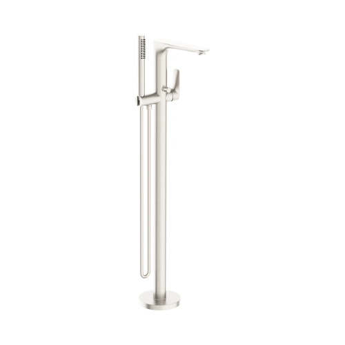 NERO BIANCA FREESTANDING BATH MIXER WITH HAND SHOWER BRUSHED NICKEL