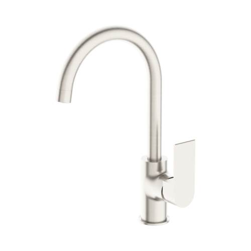 NERO BIANCA KITCHEN MIXER GOOSENECK SPOUT BRUSHED NICKEL