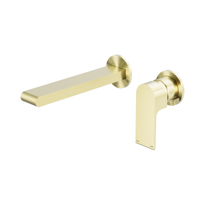 NERO BIANCA WALL BASIN/BATH MIXER SEPARATE BACK PLATE 187MM BRUSHED GOLD NERO BIANCA WALL BASIN/BATH MIXER SEPARATE BACK PLATE 187MM BRUSHED GOLD