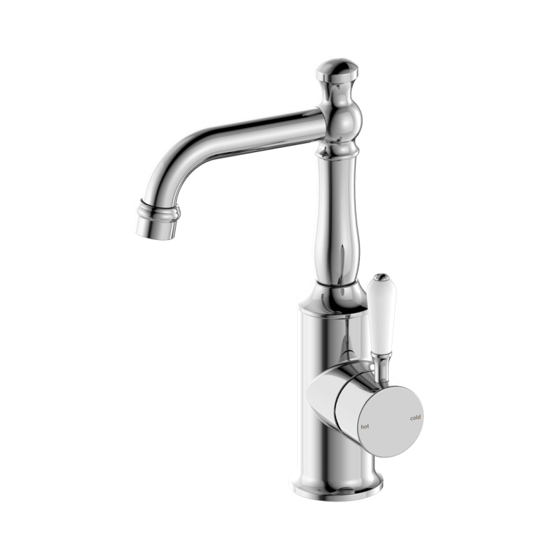 NERO YORK BASIN MIXER WITH WHITE PORCELAIN LEVER CHROME NERO YORK BASIN MIXER WITH WHITE PORCELAIN LEVER CHROME
