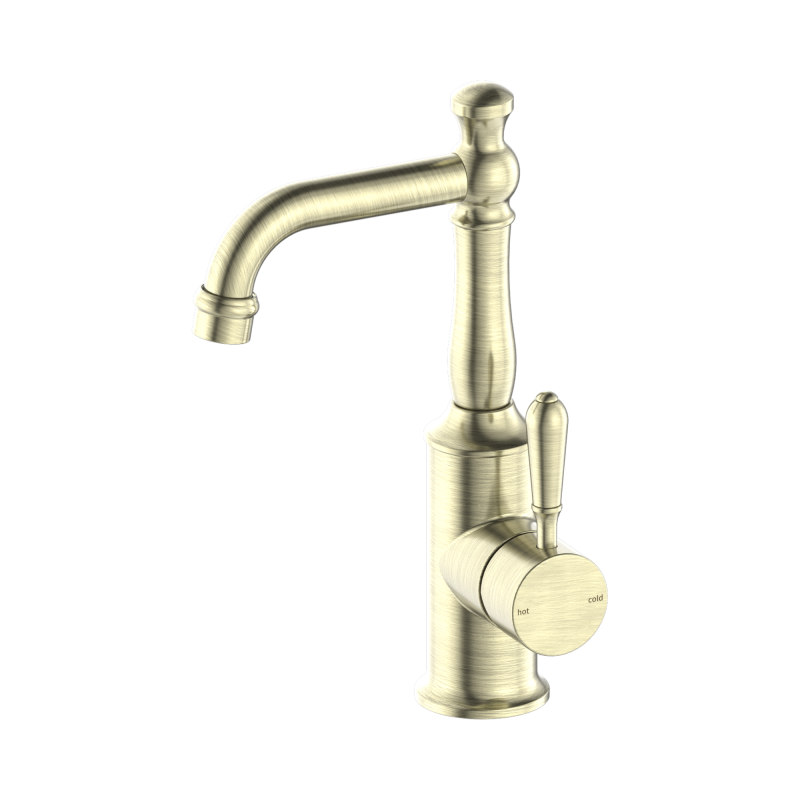 NERO YORK BASIN MIXER WITH METAL LEVER AGED BRASS NERO YORK BASIN MIXER WITH METAL LEVER AGED BRASS