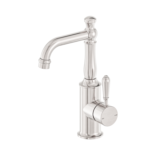 NERO YORK BASIN MIXER WITH METAL LEVER BRUSHED NICKEL