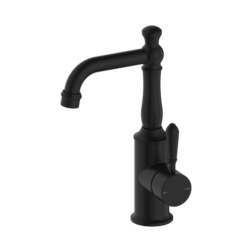 NERO YORK BASIN MIXER WITH METAL LEVER MATTE BLACK